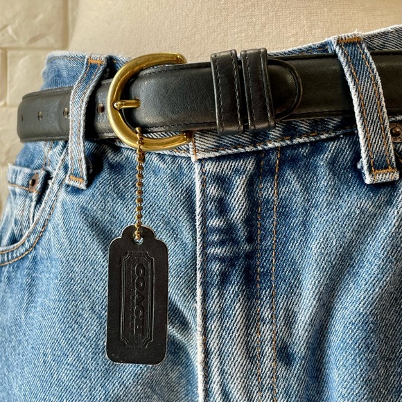 Vintage Coach 8400 Classic Navy Glove Tanned Cowhide Leather Brass Buckle Belt - Picture 2 of 16